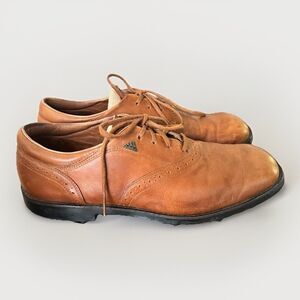 Adidas Brown Leather Laced Golf Shoes Mens Size 9.5
